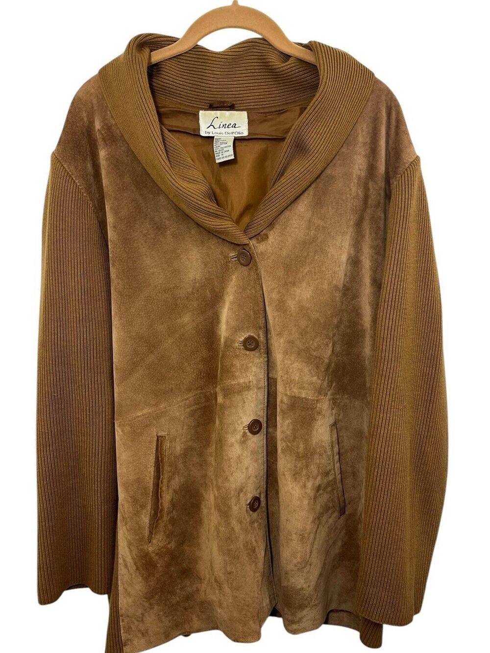 LINEA by Louis Dell'Olio Brown Tan Suede Leather Jacket 1x Beige A8342 Womens